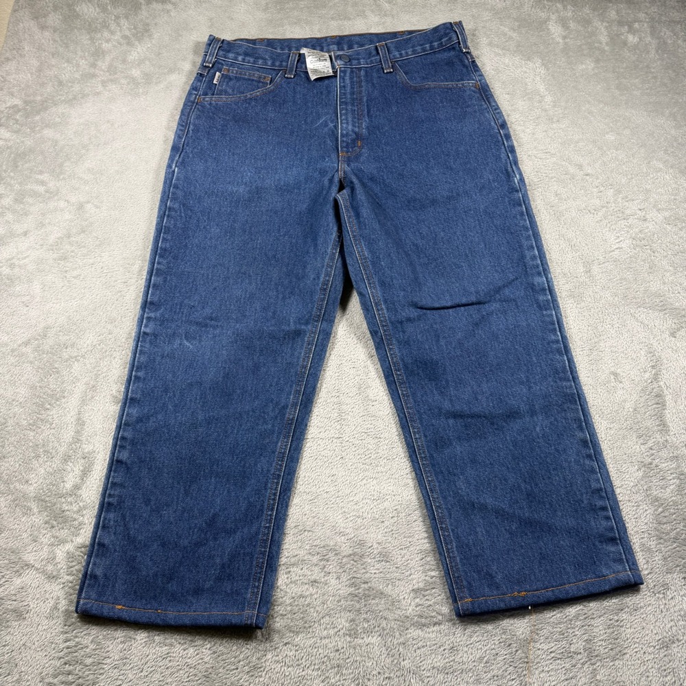 Carhartt Flame Resistant Denim Jeans Mens 34x30 Blue‎ Relaxed CAT3 FRB160